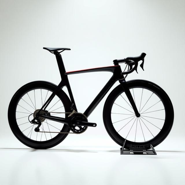 Custom carbon road bike on display